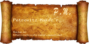 Petrovitz Makár névjegykártya
